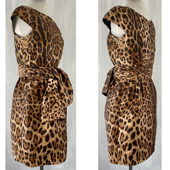 $$$ SOLD PER SE Silk Animal Print Cap Sleeve Dress w/Sash - Picture 2 of 9